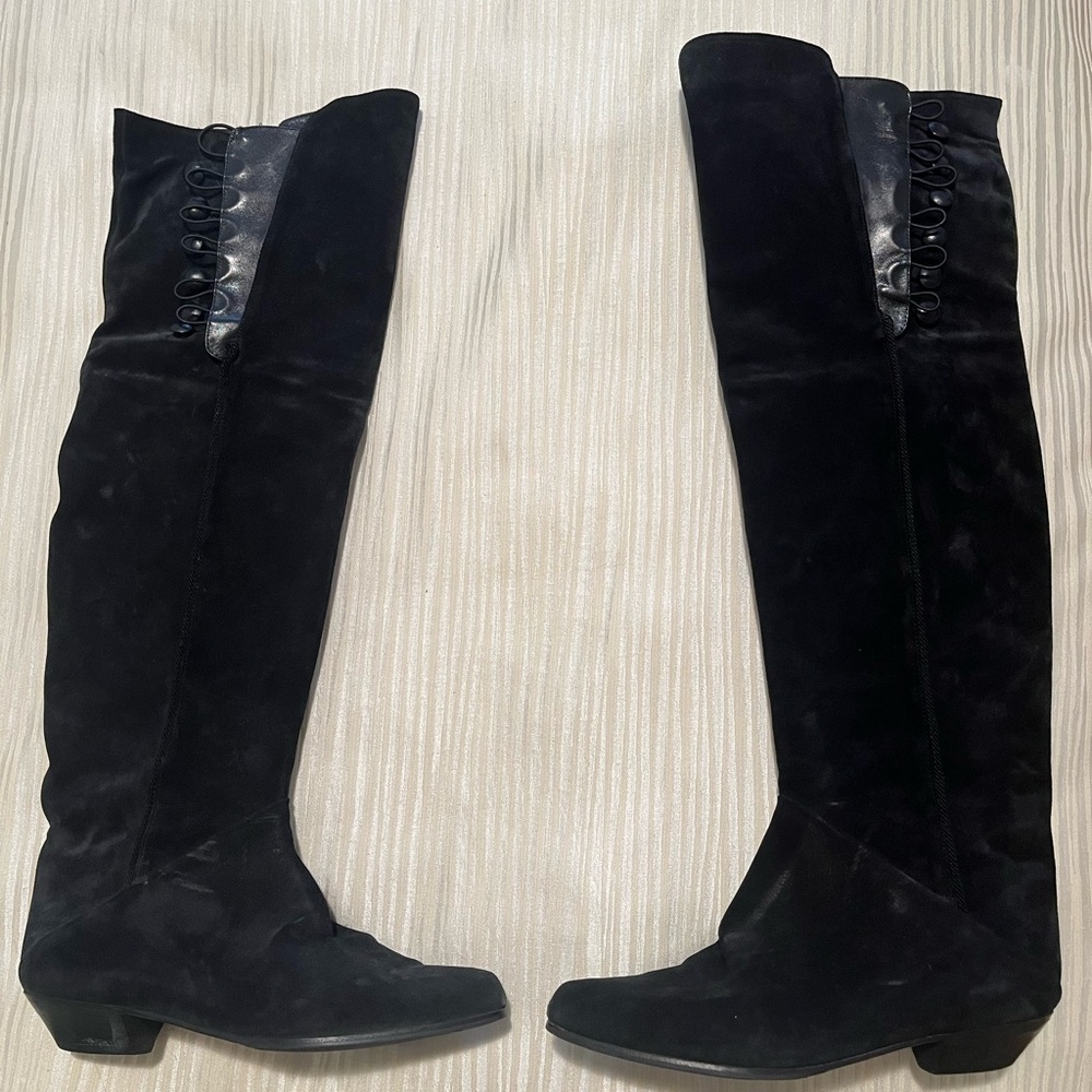 Vero Cuoio Black Over-the-Knee Boots with Lace Detail